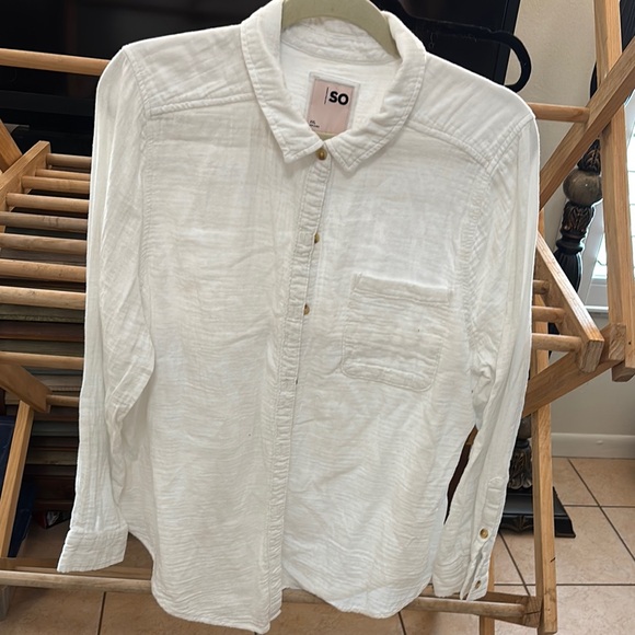 SO Men's Casual White Button Down Shirt - Picture 1 of 3